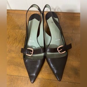 Vintage Vero Cuoio leather sling back low heels